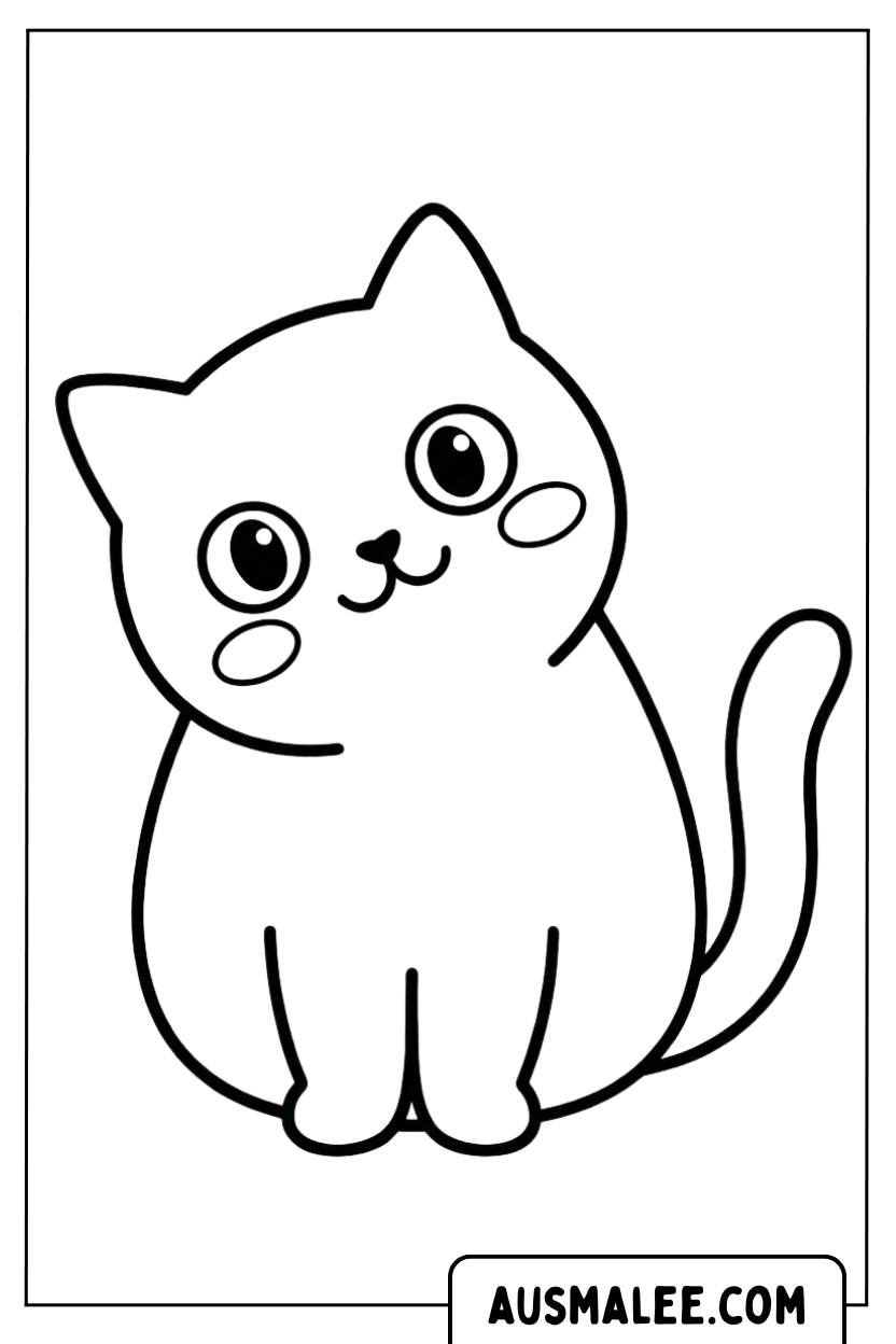 Coloriages chat mignon rond