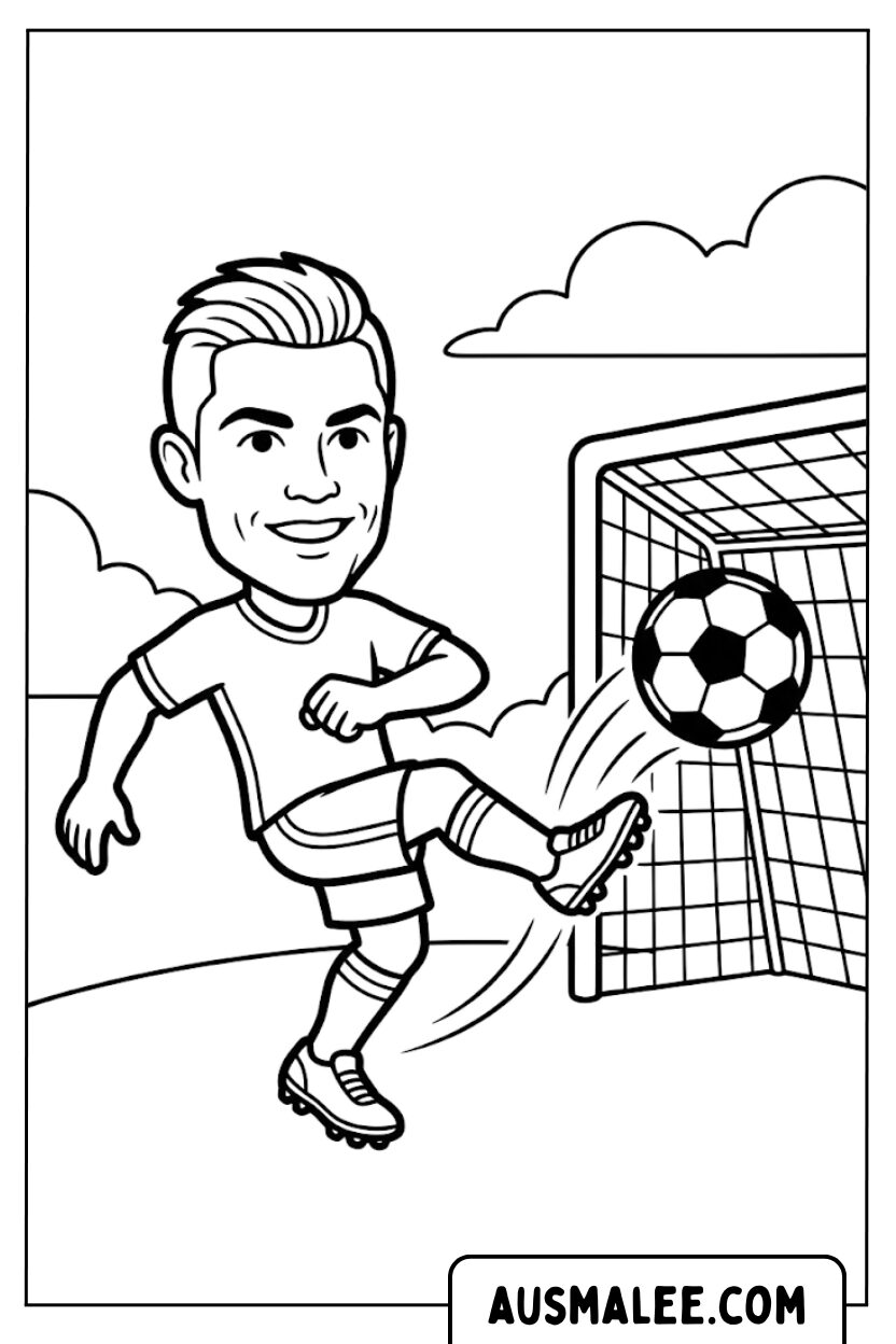 Kleurplaten Ronaldo stripdoelpunt