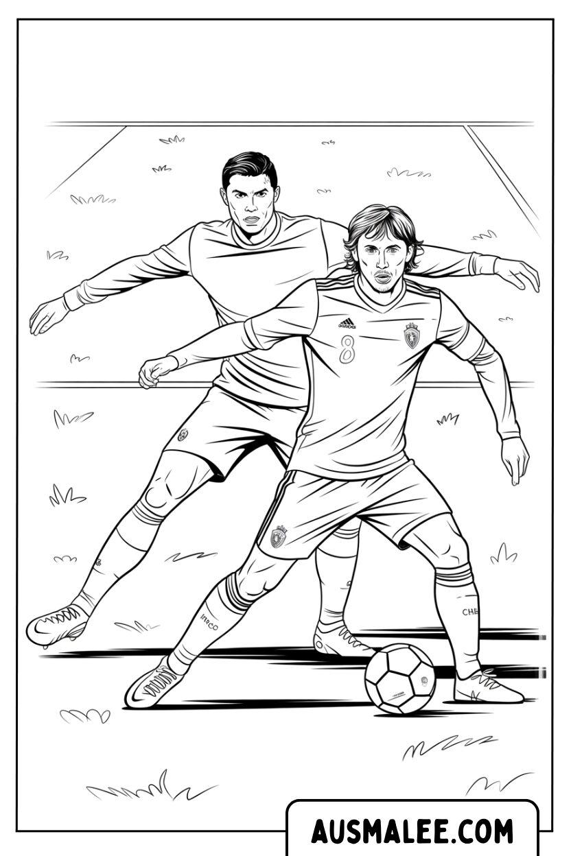 Kleurplaten Ronaldo Modric Ball