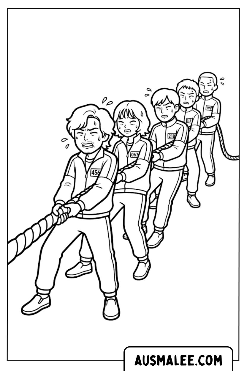 Coloriages Squid Game Tug of War Team