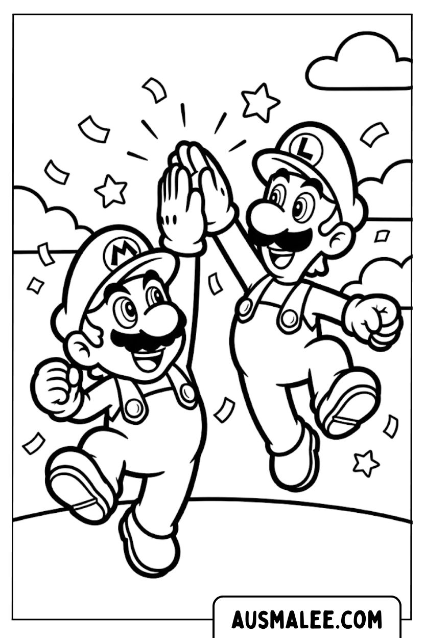 Mario and Luigi High Five Ausmalbild.jpg