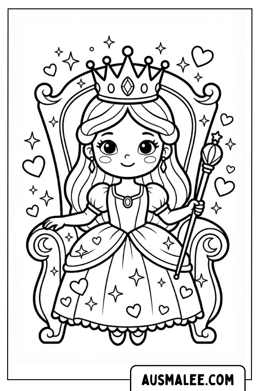 Prinzessin auf dem Thron Ausmalbild.jpg