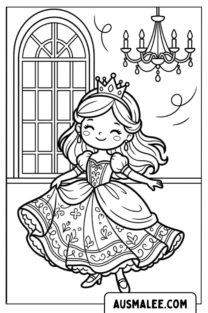 Prinzessin tanzt im Ballsaal Ausmalbild.jpg