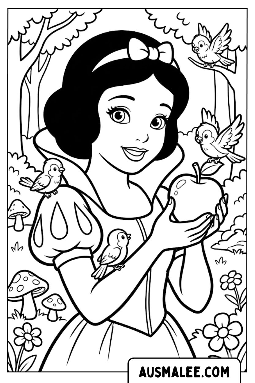 Schneewittchen mit Apfel Ausmalbild.jpg