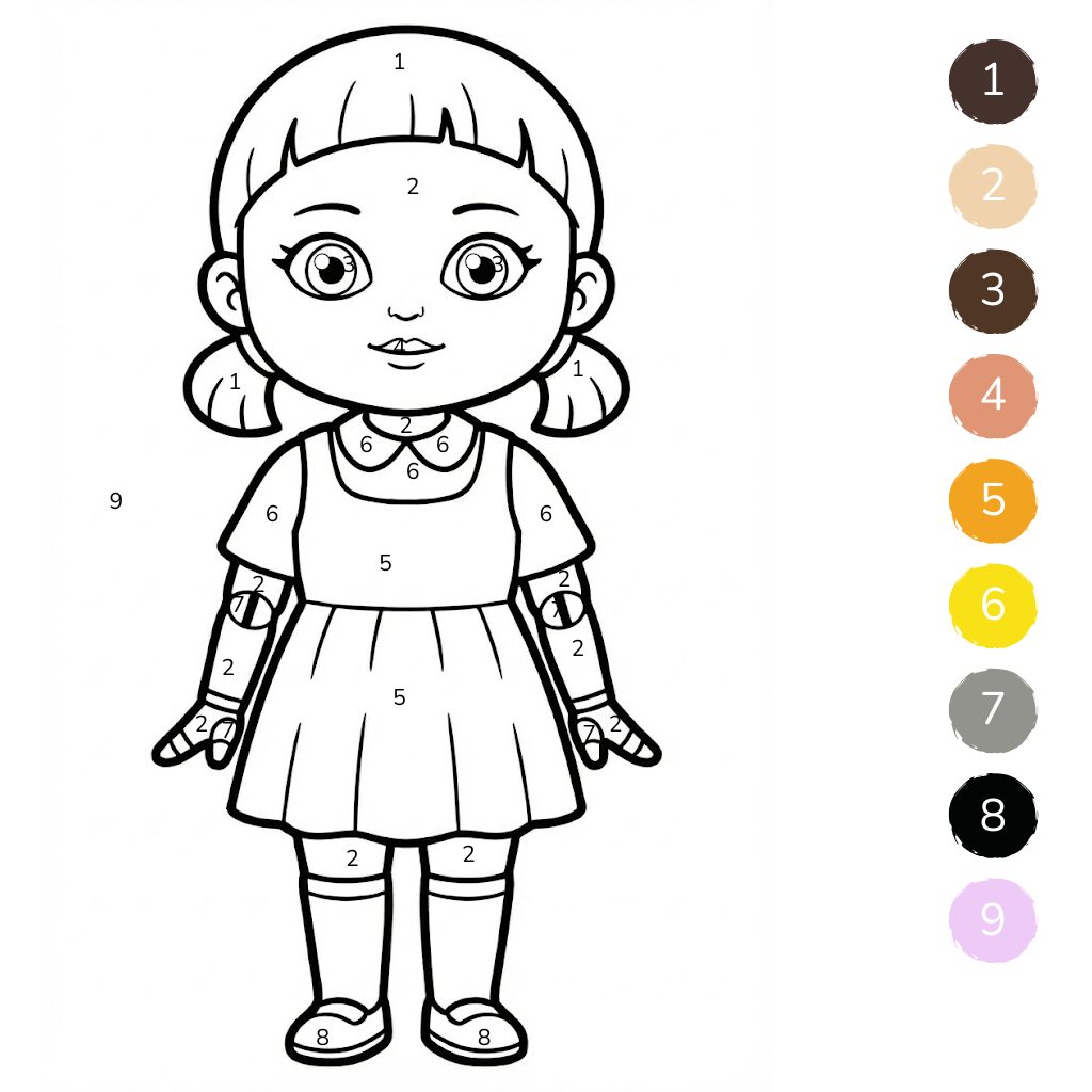 Jeu de calamar à colorier