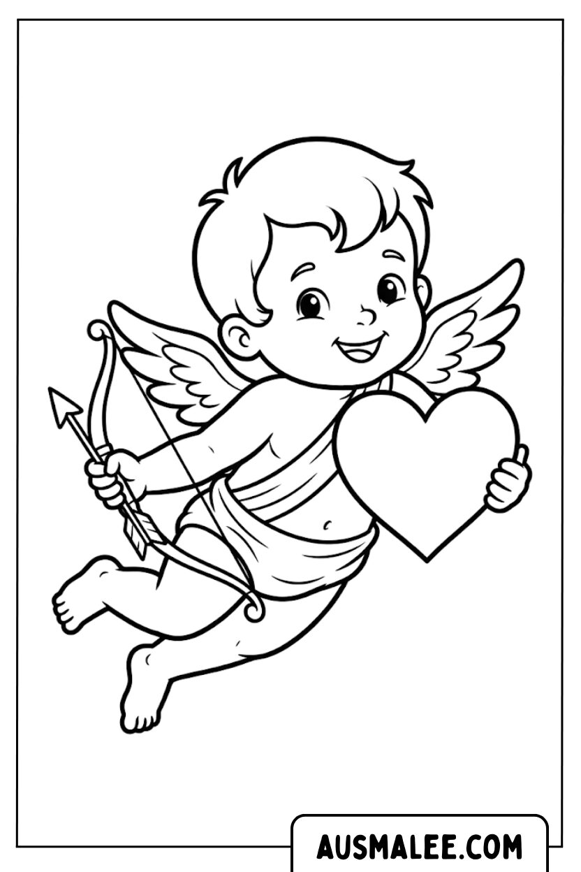 Coloriage Cupidon Coeur Arc
