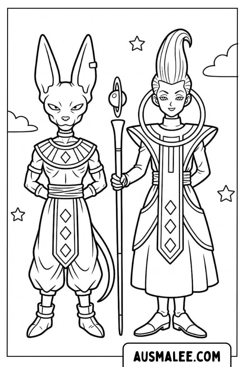Beerus Whis kleurplaat