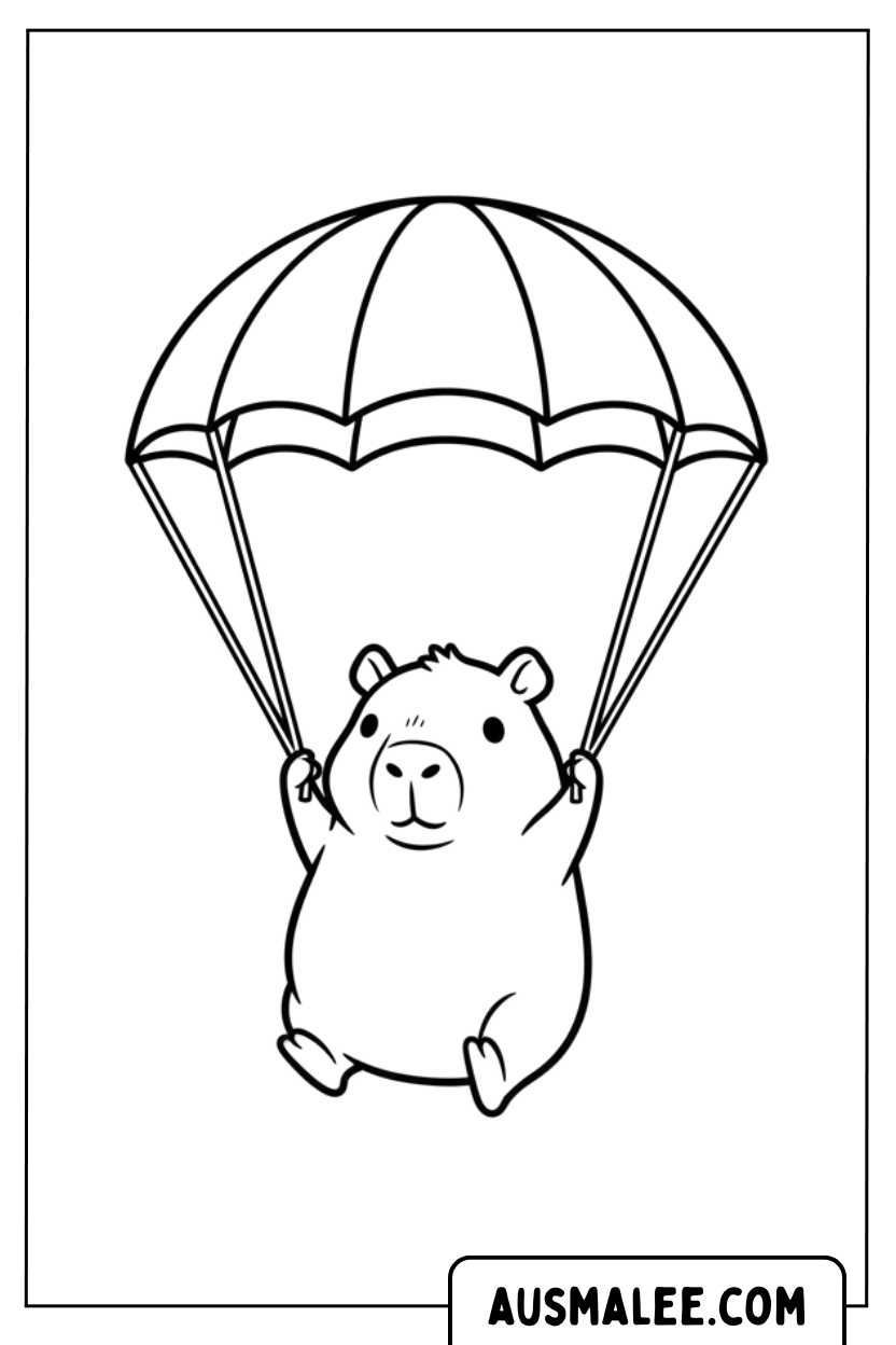 Coloriage - Parachute Capybara pour Colorier