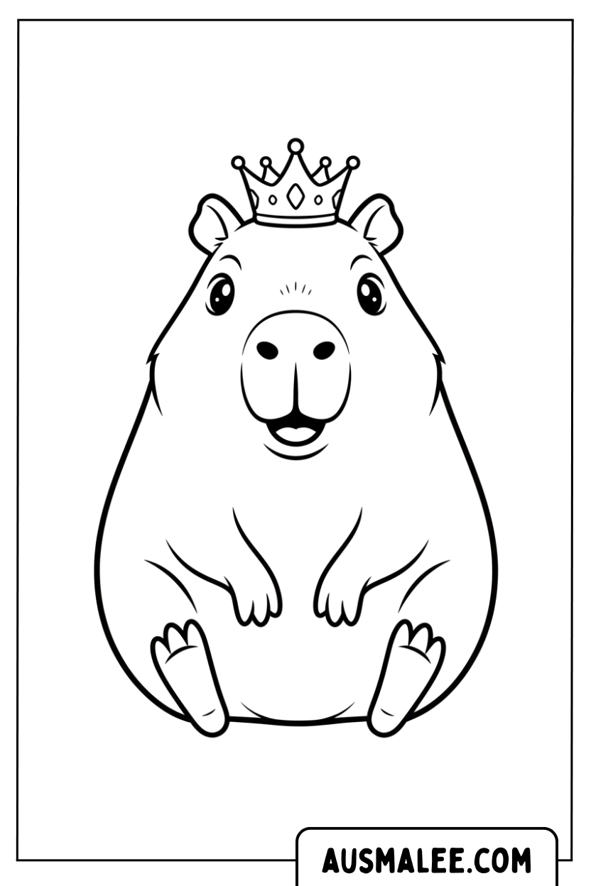 Coloriage - Couronne de Capybara pour Colorier