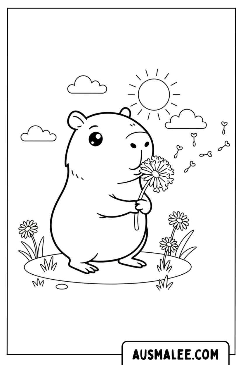 Coloriage - Pissenlit Capybara pour Colorier