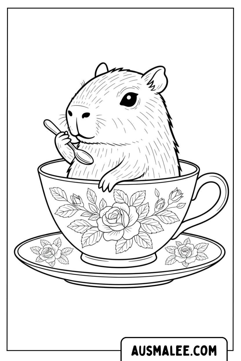 Coloriage - Coupe de Capybara pour Colorier
