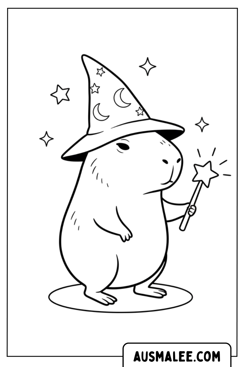Coloriage - Magicien Capybara pour Colorier