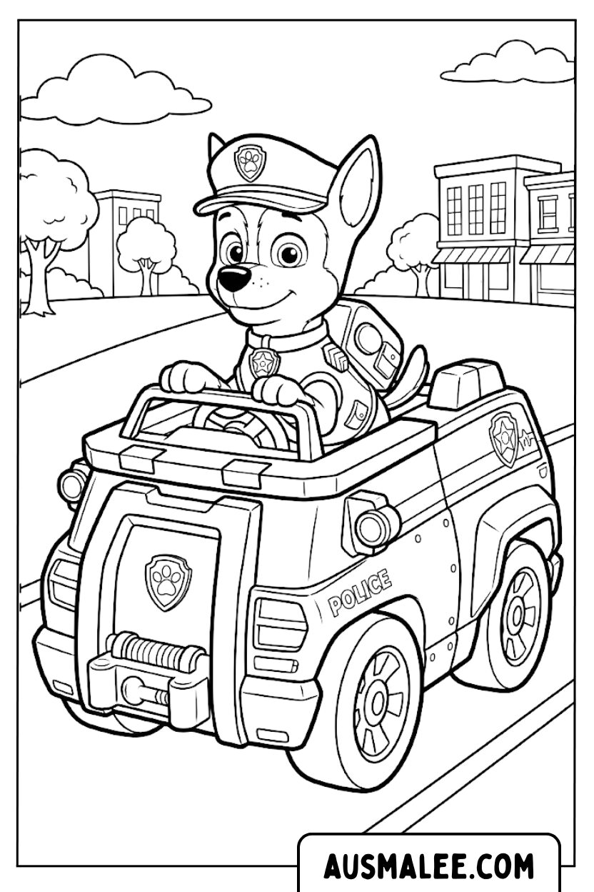 Chase police car coloring page