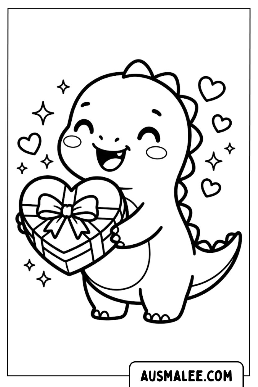 Cadeau de dinosaure à colorier