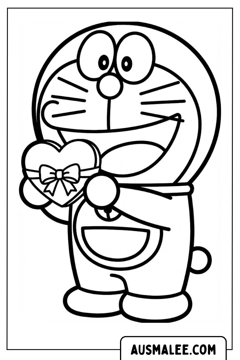 Coloriage coeur de Doraemon