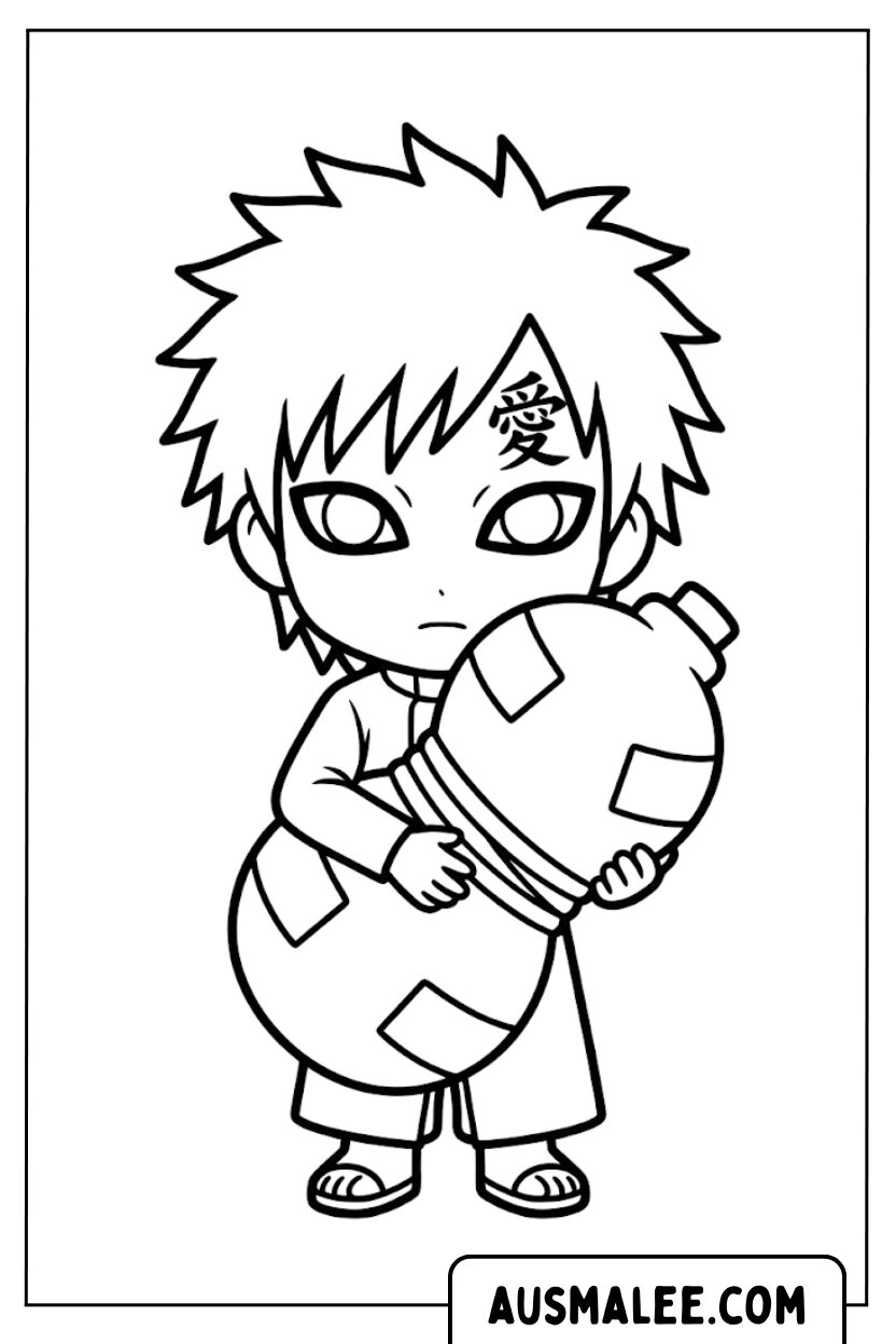 Gaara zandpompoen chibi kleurplaat