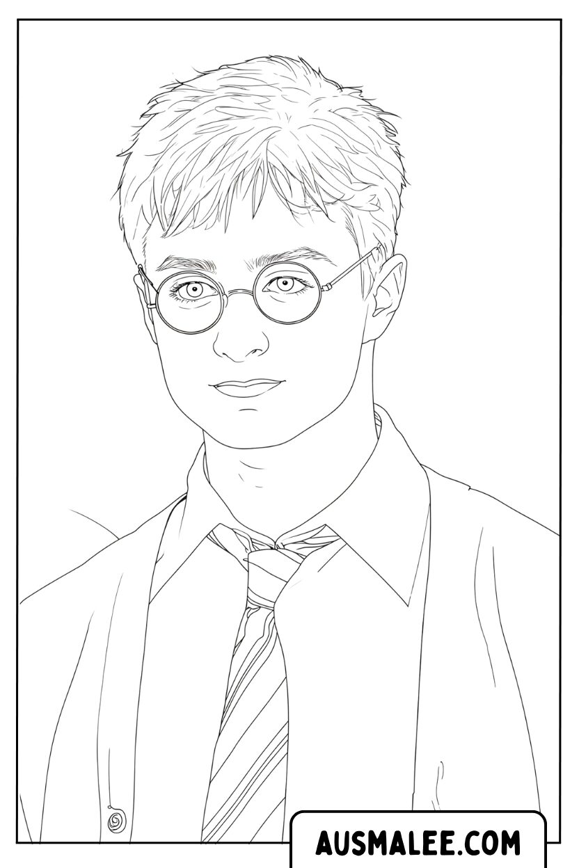Ausmalbild Harry Potter Porträt Krawatte