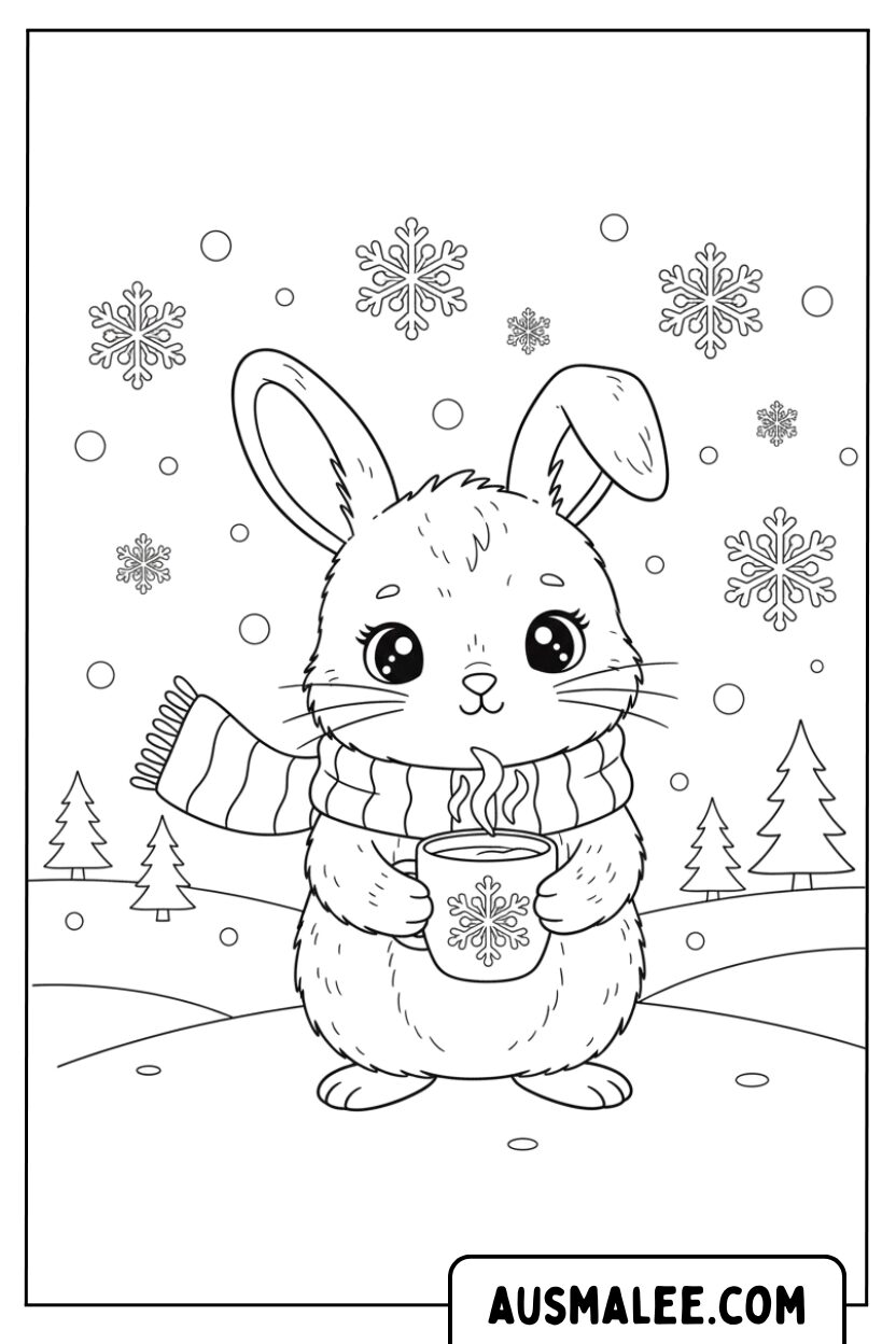 Coloriage - Boisson chaude - Lapin pour Colorier