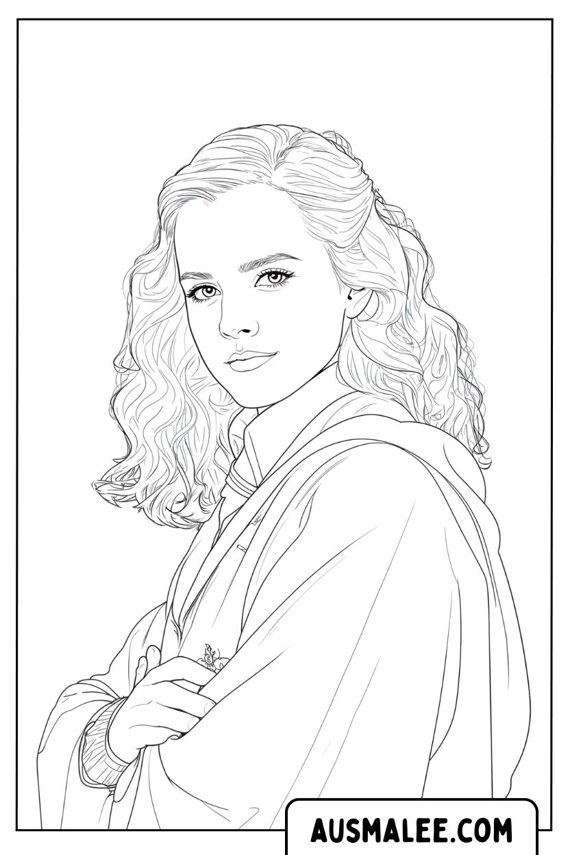 Ausmalbild Hermine Granger Porträt Gryffindor