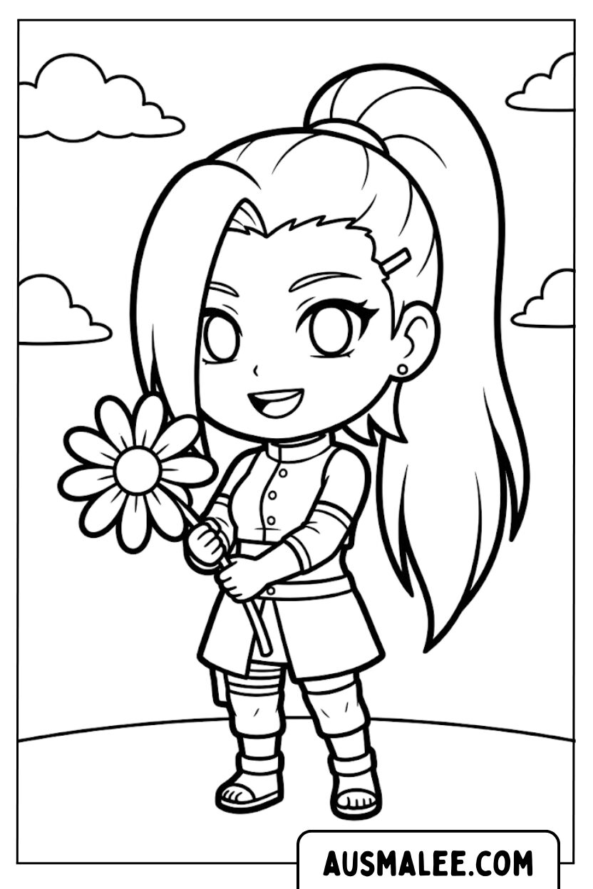 Ino Flower Chibi kleurplaat