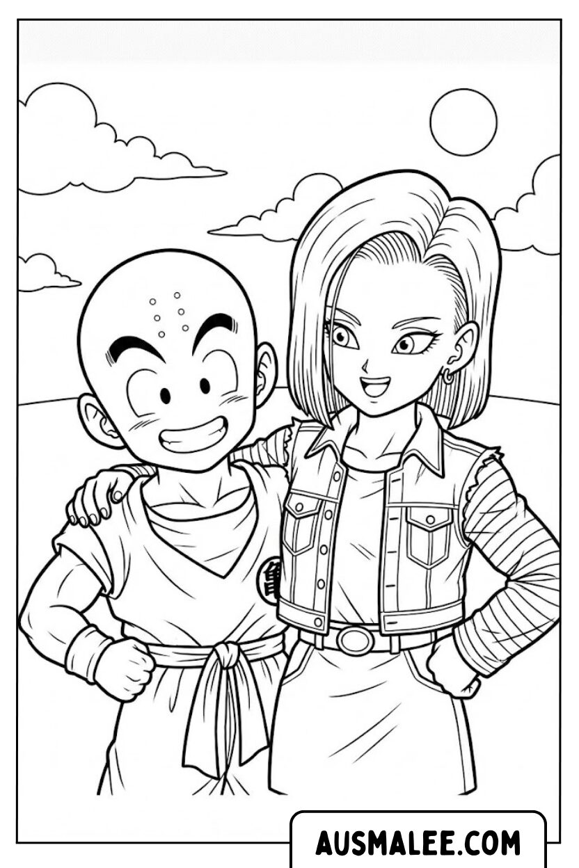 Kleurplaat Krillin C18 paar