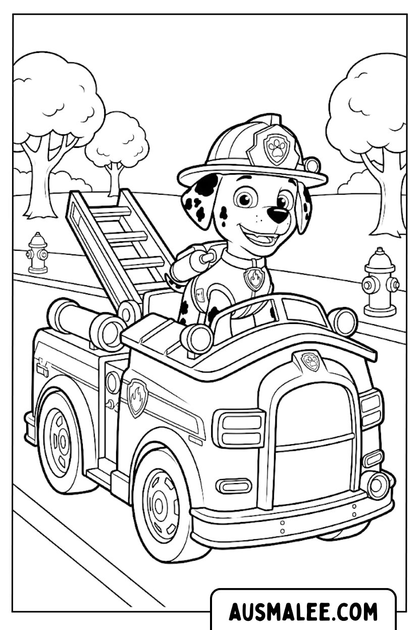 Marshall fire truck coloring page