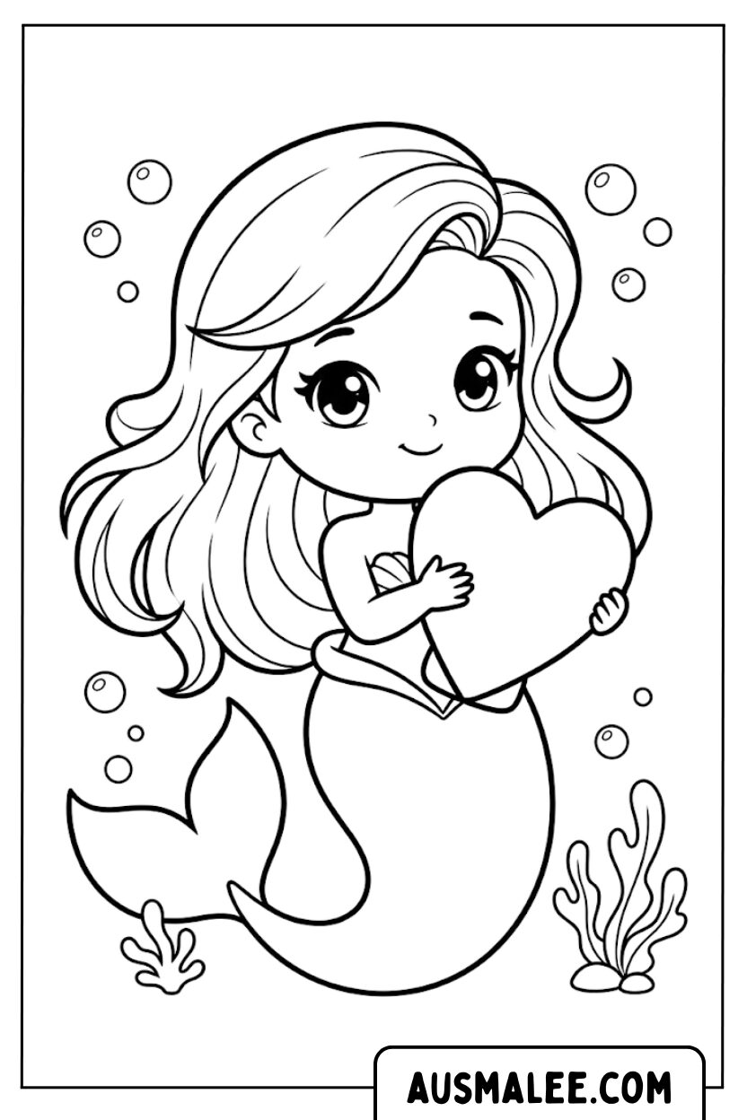 Coloriage coeur de sirène