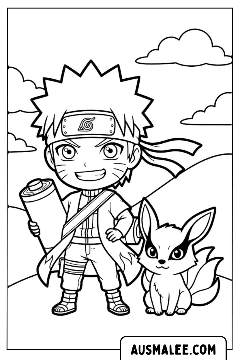 Naruto Kurama Fox kleurplaat