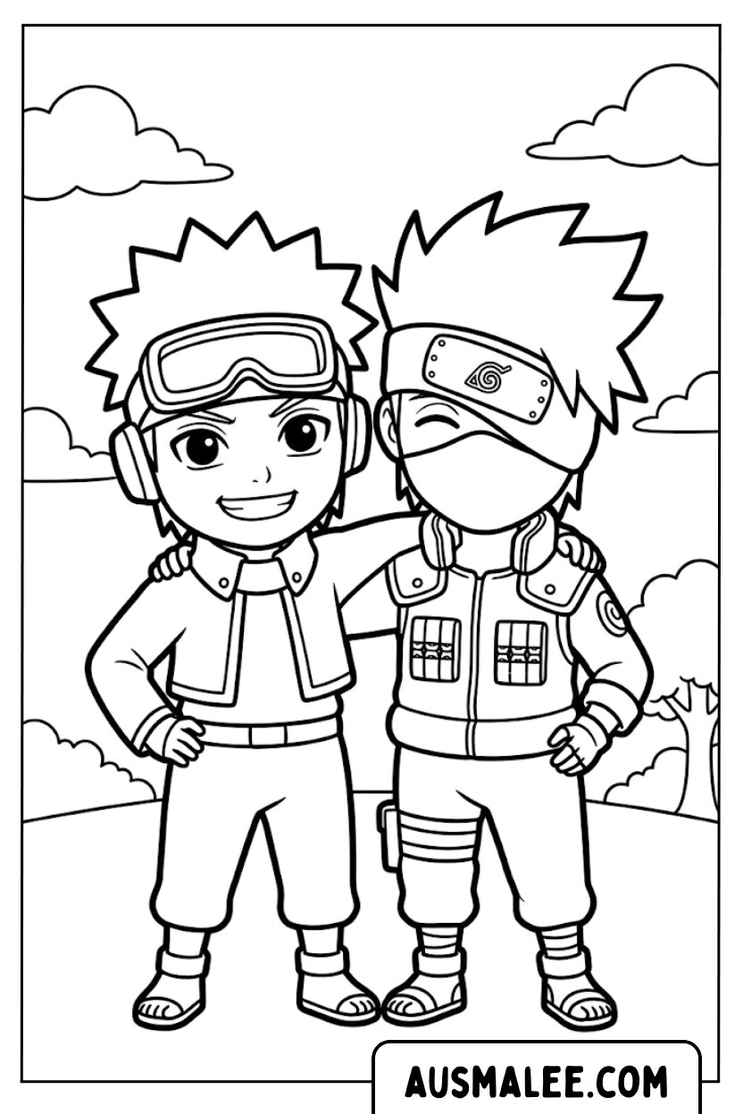 Obito Kakashi Chibi kleurplaat