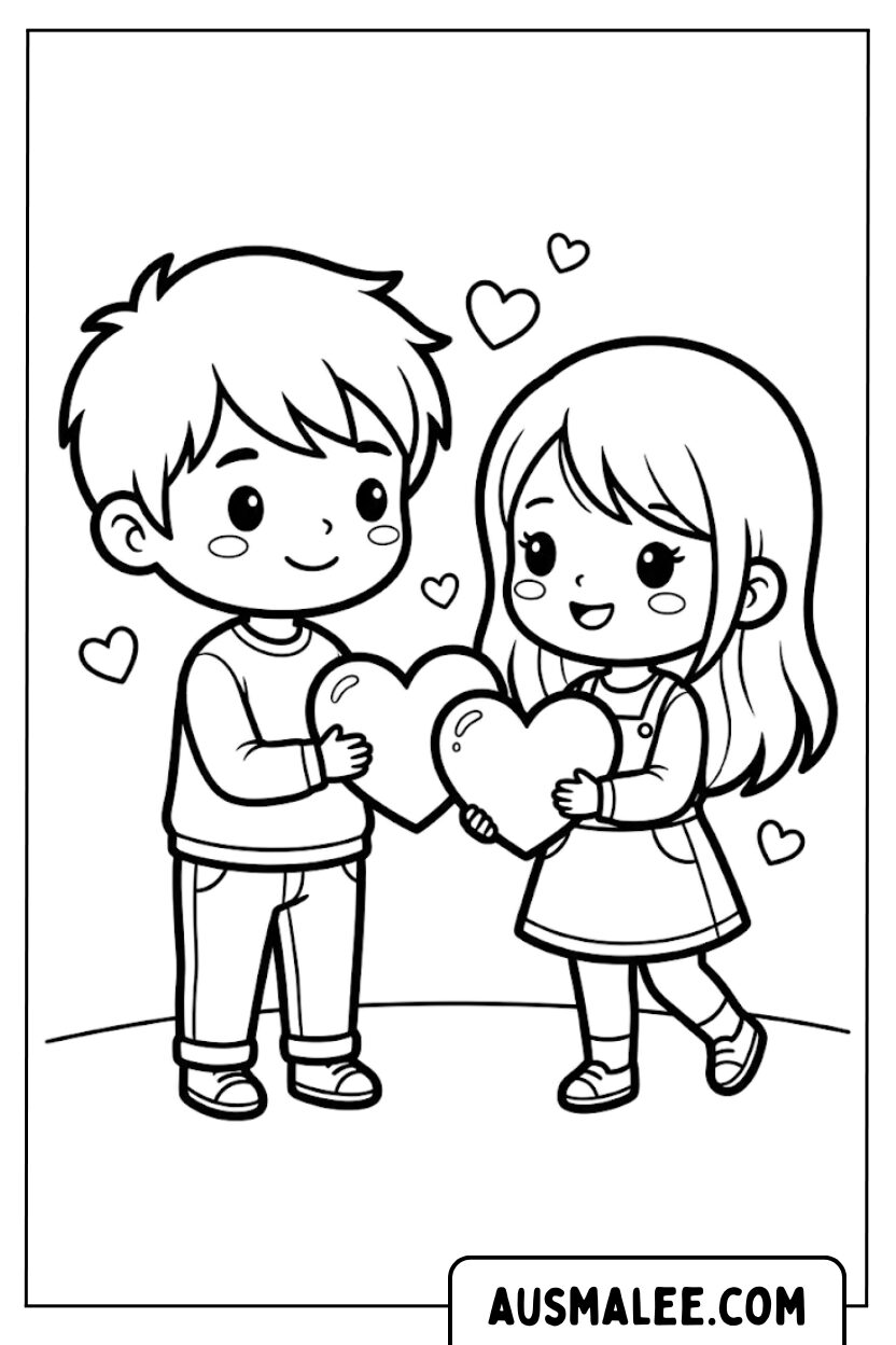 Coloriage couple coeur