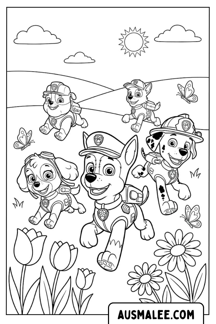 Kleurplaat Paw Patrol-team
