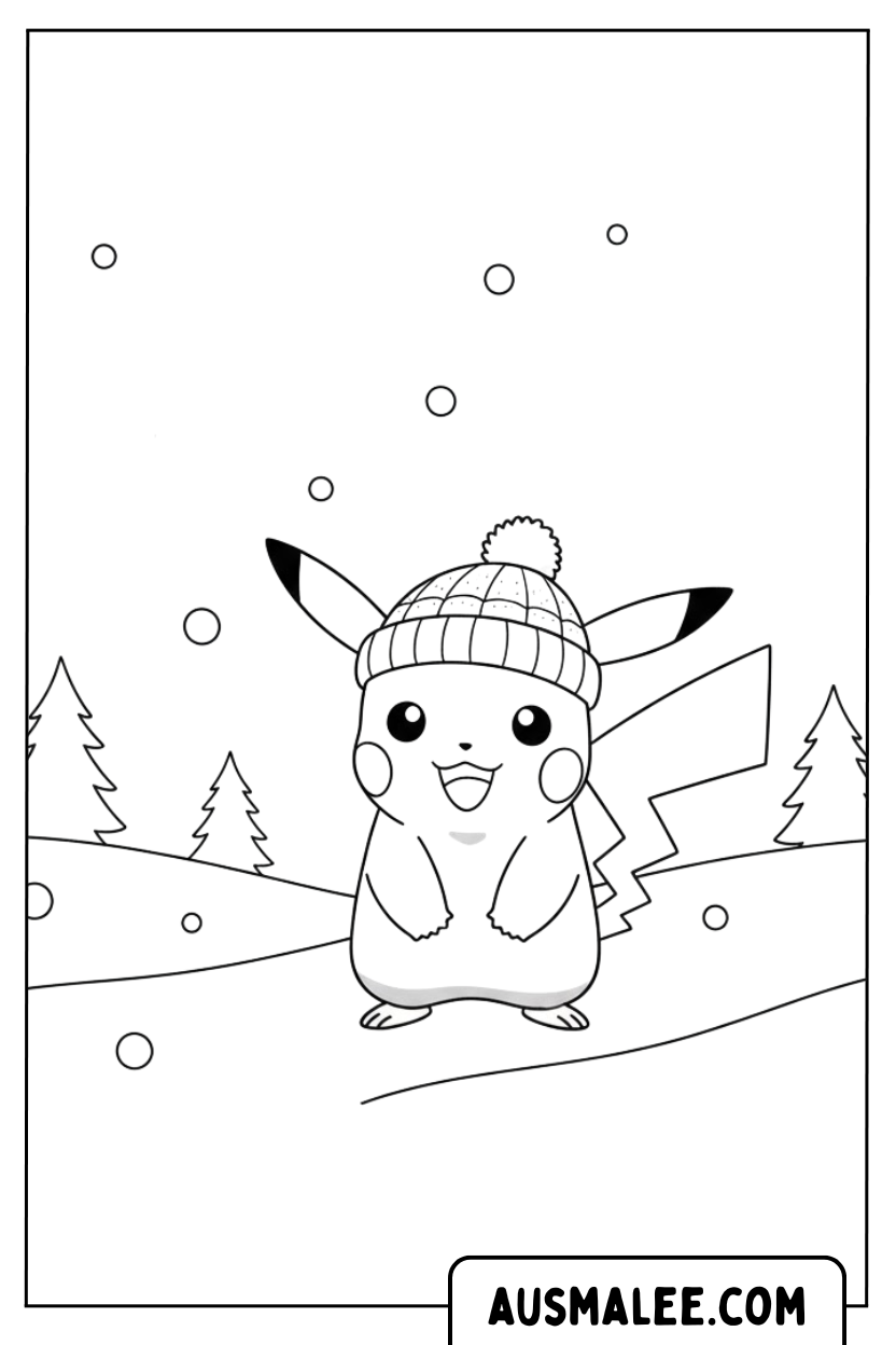 Coloriage - Pikachu Neige
