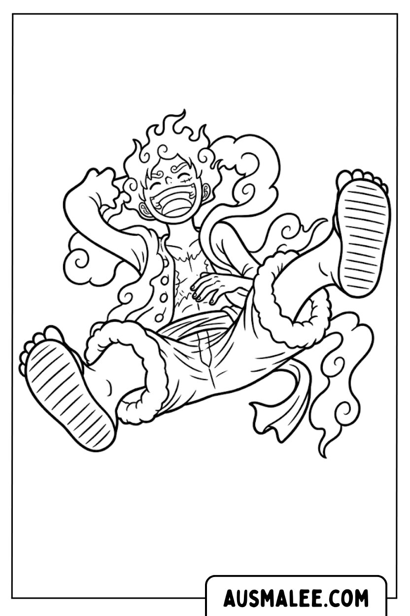 Luffy Gear Five Jump kleurplaat