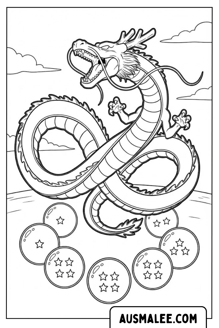 Shenlong drakenballen kleurplaat