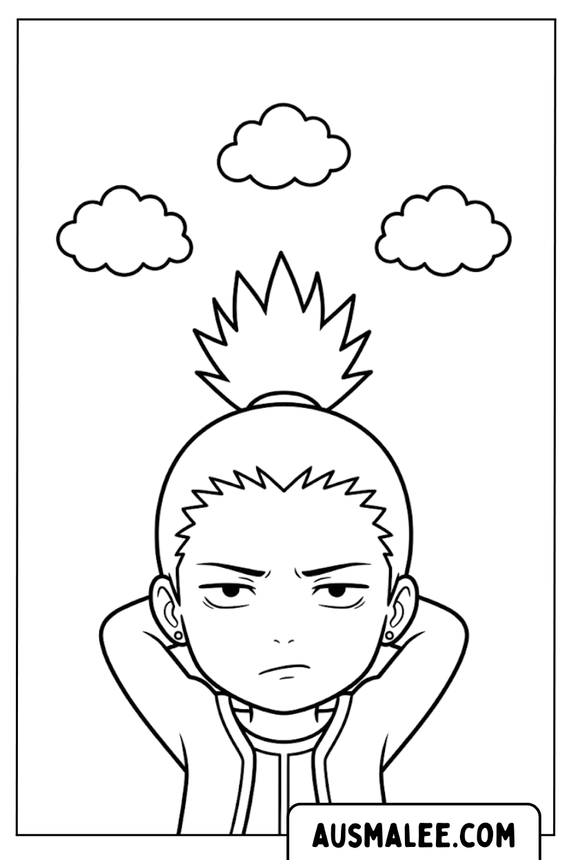 Kleurplaat Shikamaru geïrriteerd