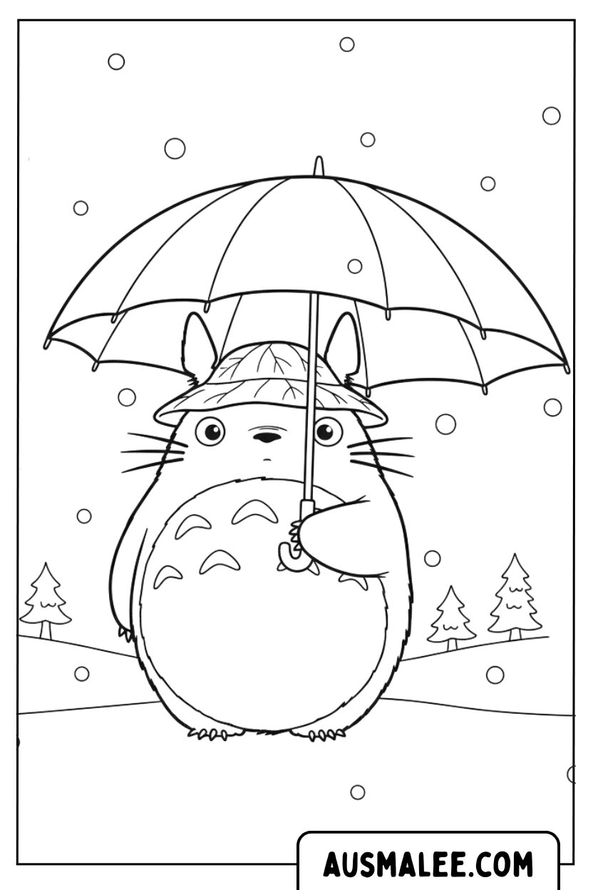 Coloriage - Parapluie Totoro pour Colorier