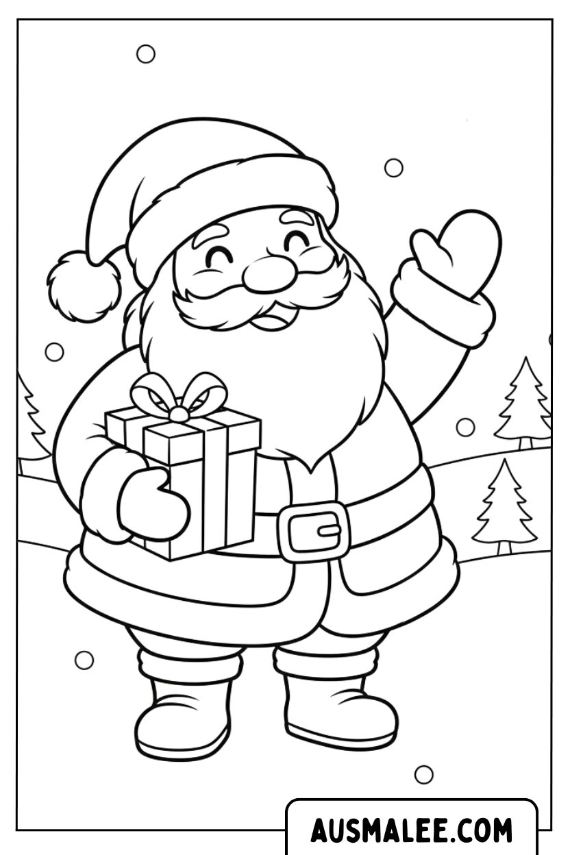 Coloriage Cadeau du Père Noël