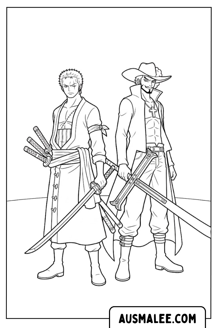 Zorro Mihawk Duel kleurplaat