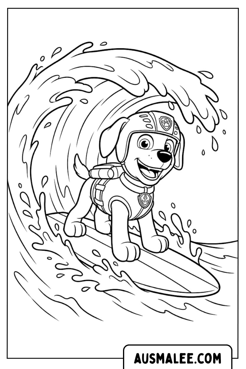 Zuma surfing coloring page