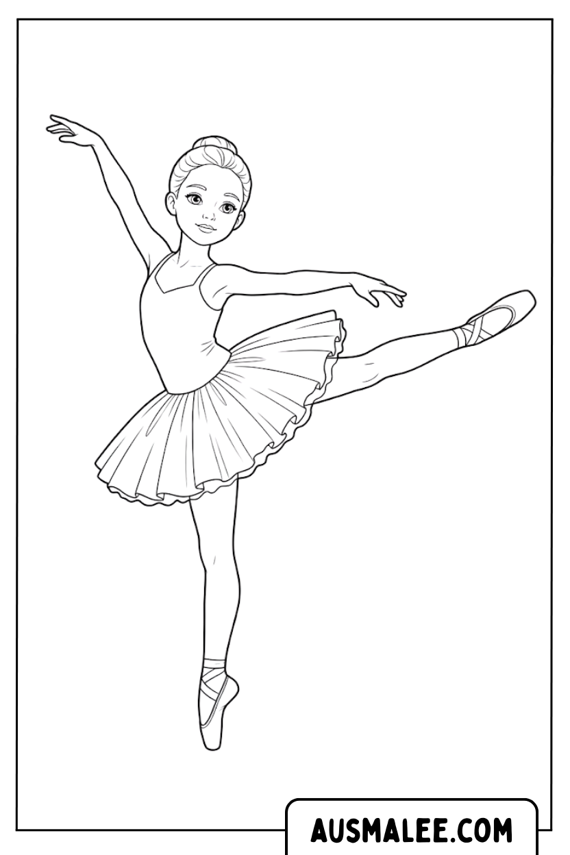Coloriages - Pose de danse de ballerine