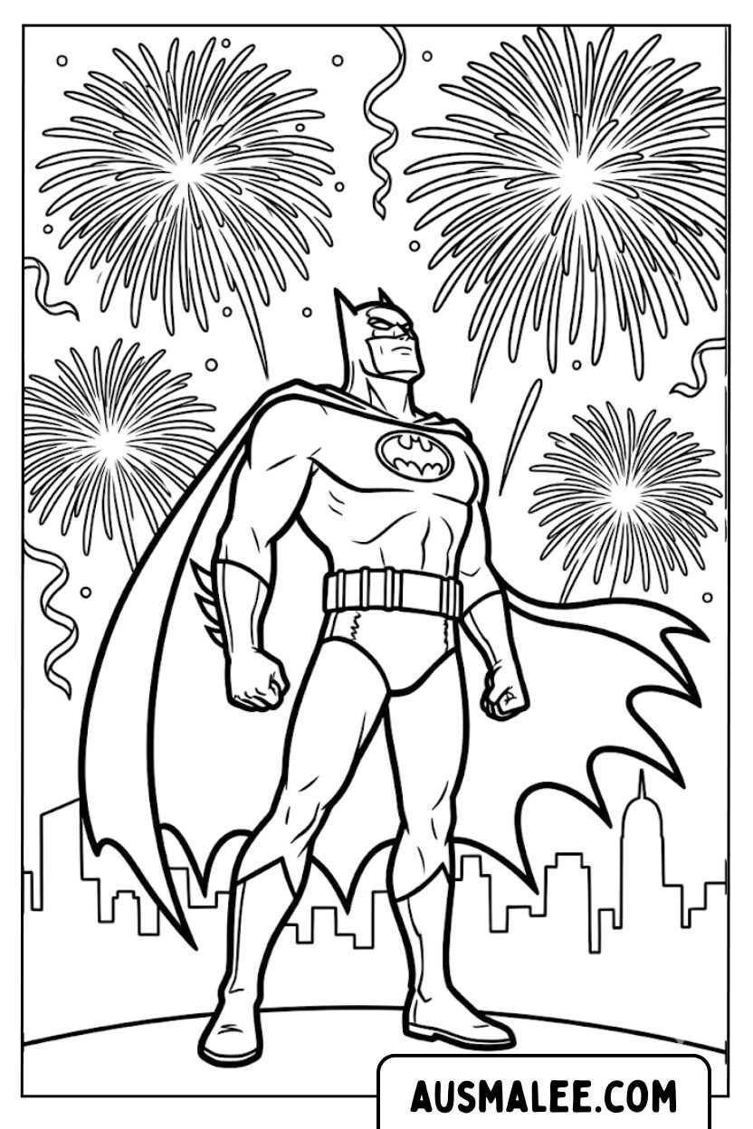Batman Gotham Fireworks Coloring Pages