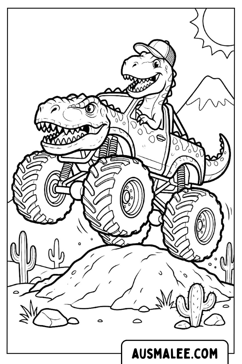 Dinosaur Monster Truck coloring pages