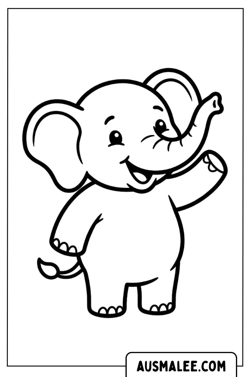 Coloriages éléphant agitant
