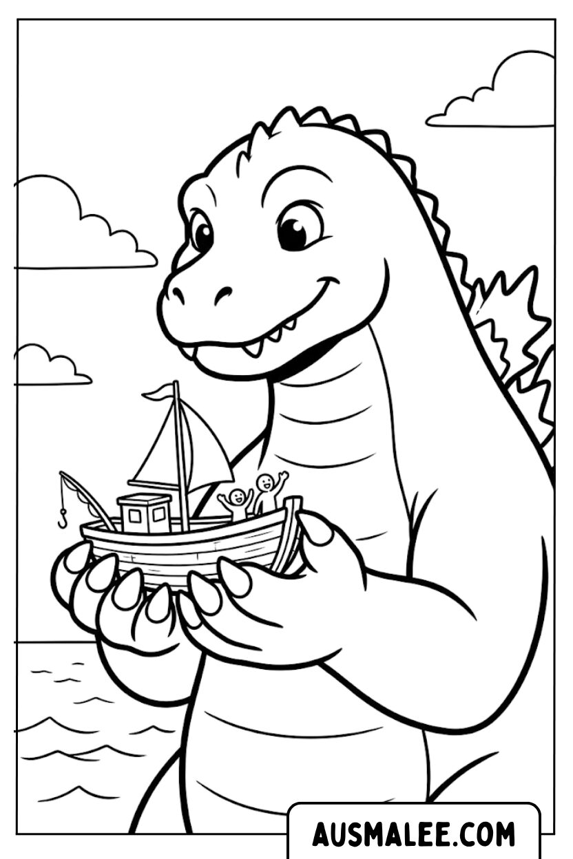 Godzilla scheepsmensen kleurplaten