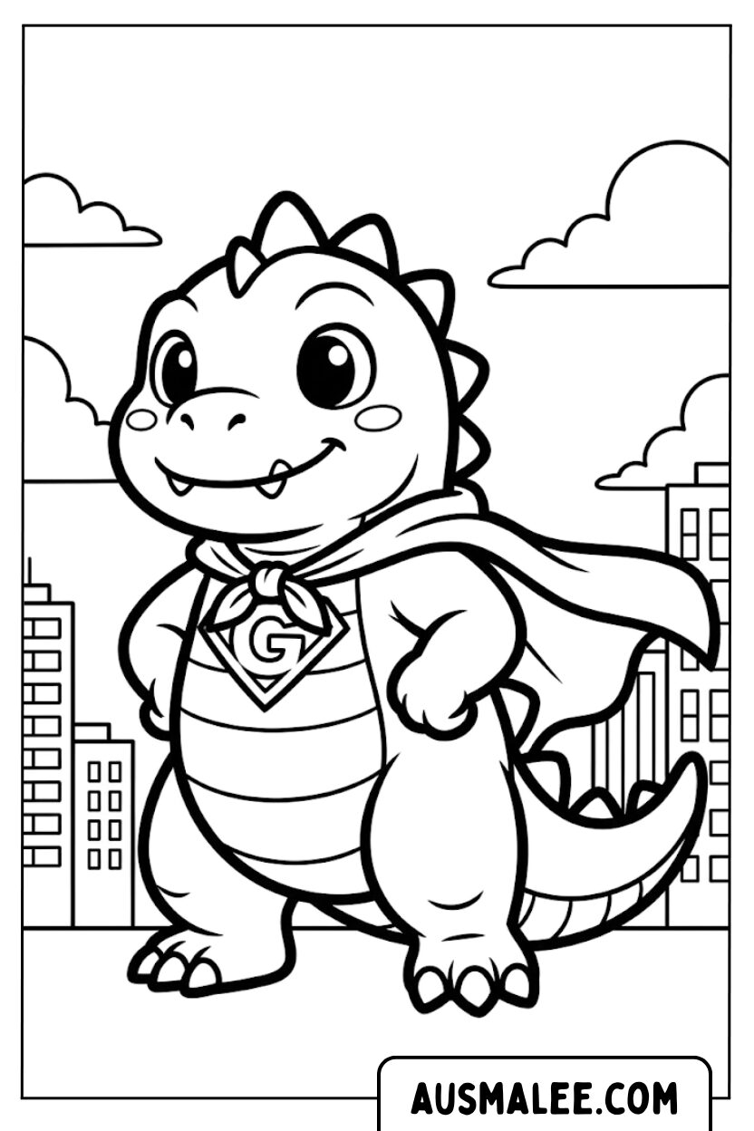 Godzilla superheldenstad kleurplaten