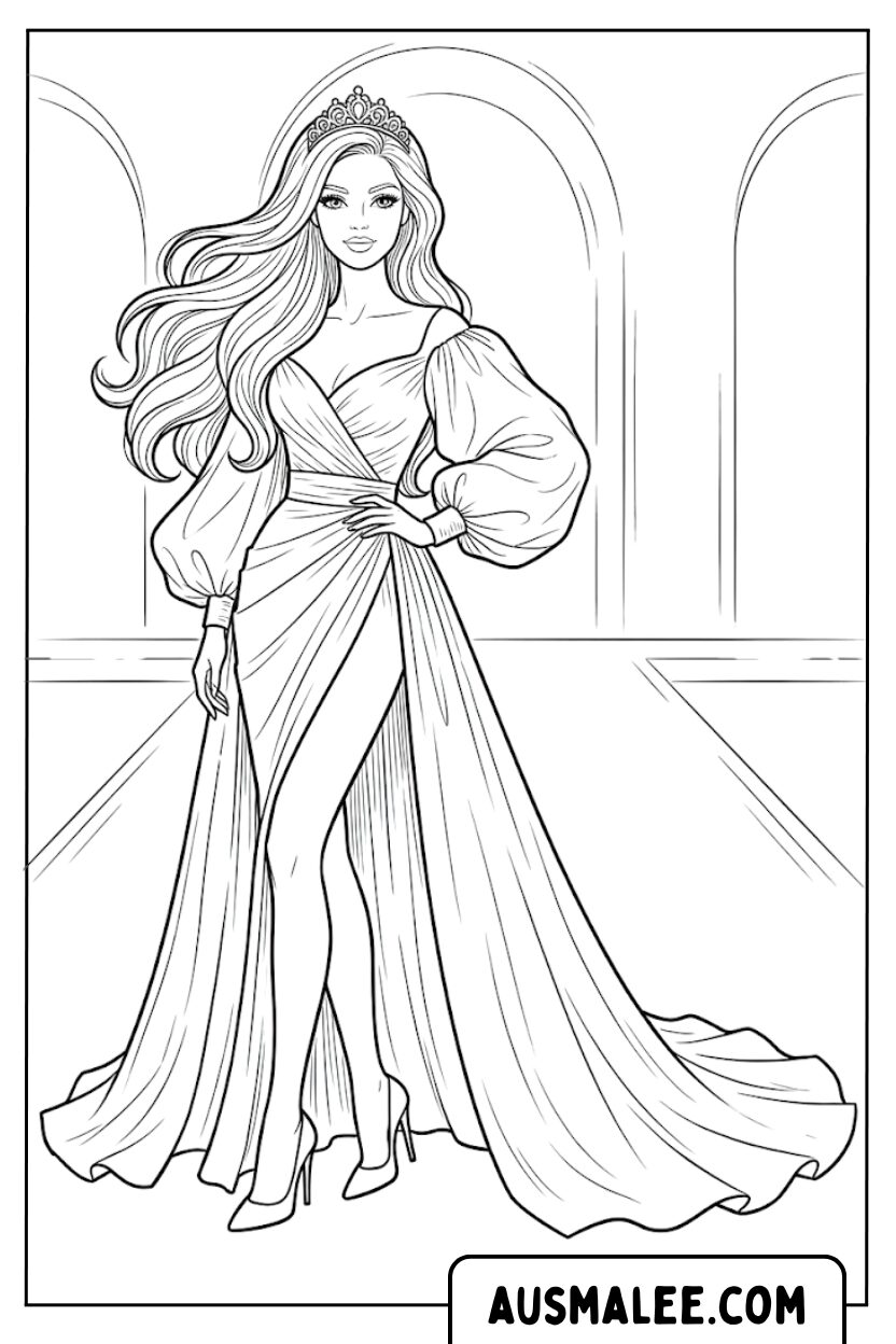 Coloriages mode femme robe de soirée