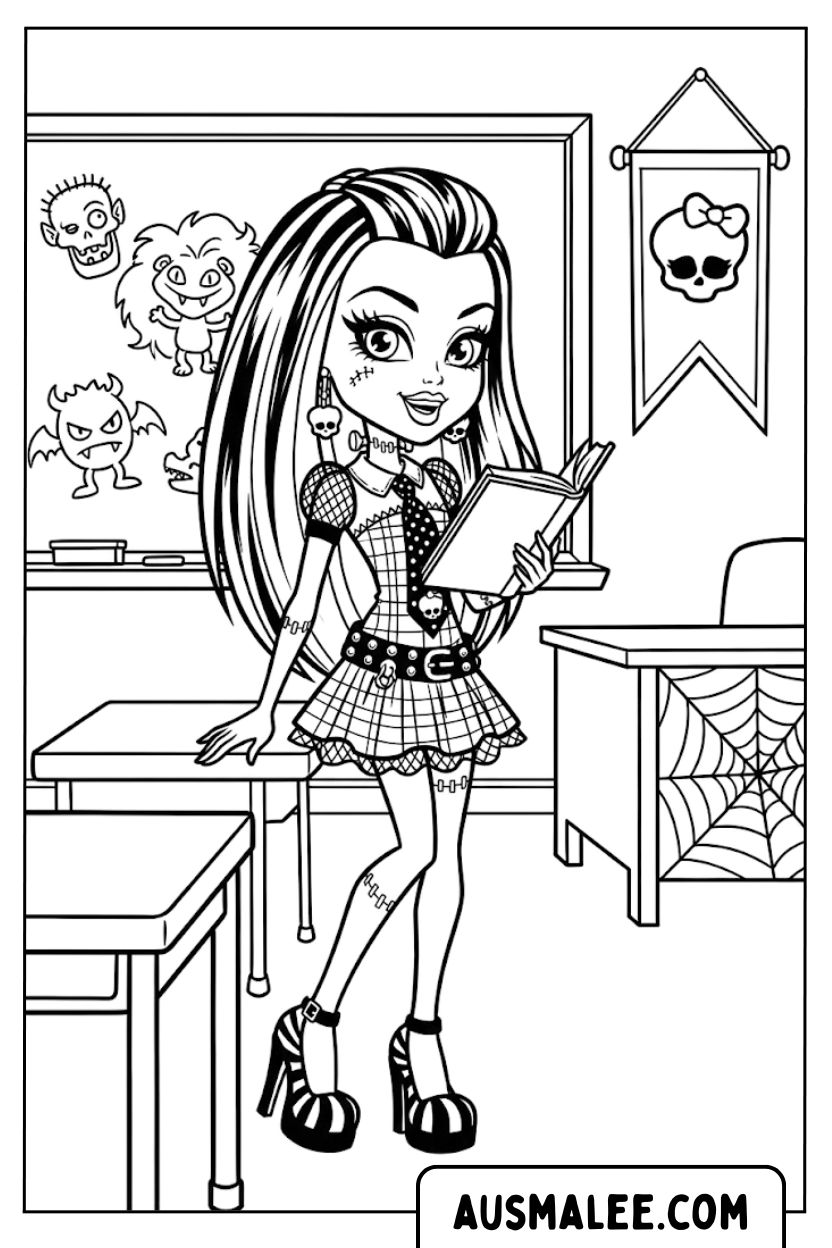 Monster High Frankie Stein klas kleurplaten