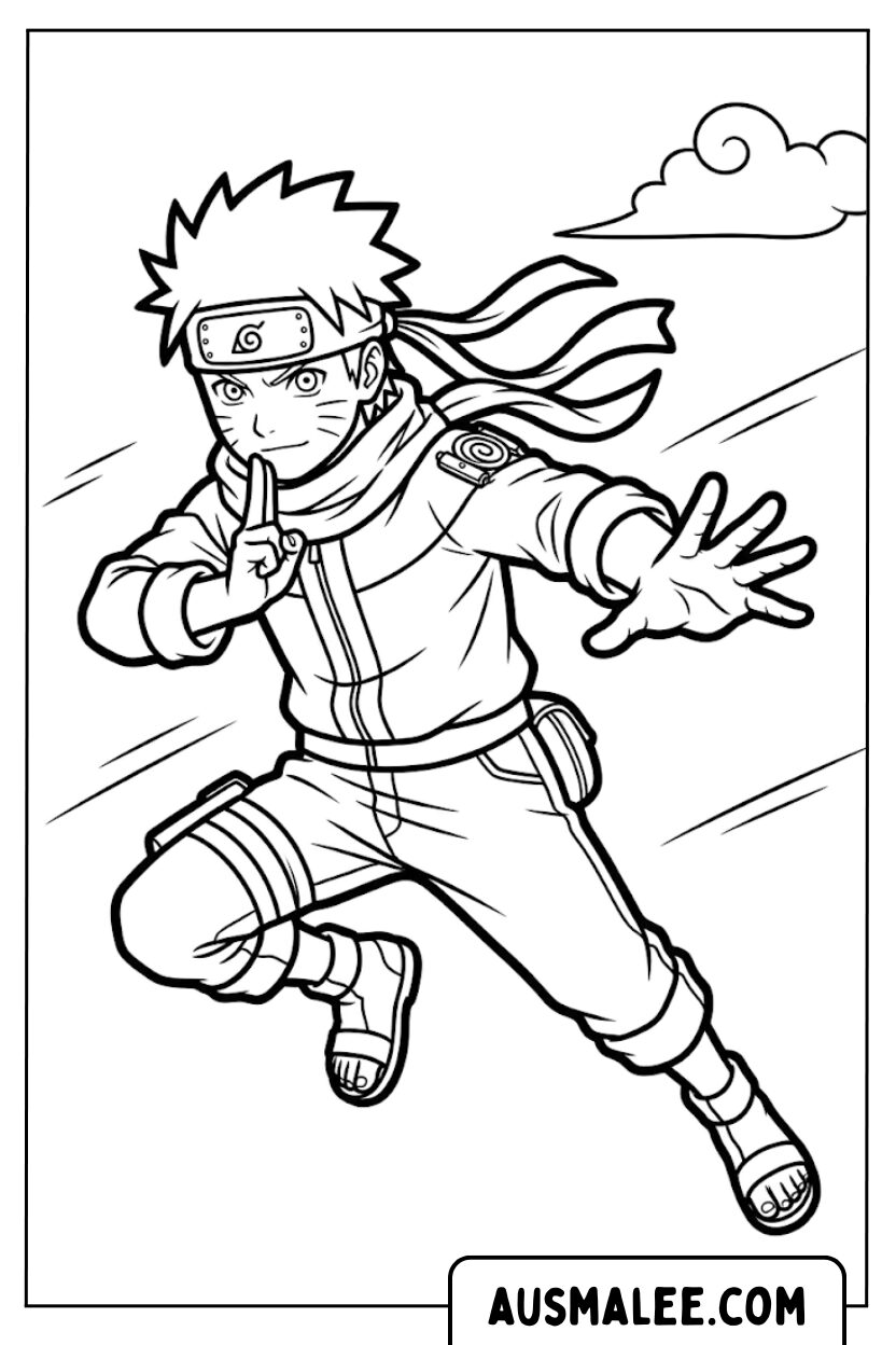 Naruto ninja pose fight coloring pages