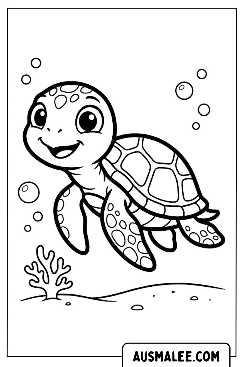 Coloriages Tortue sous l'eau