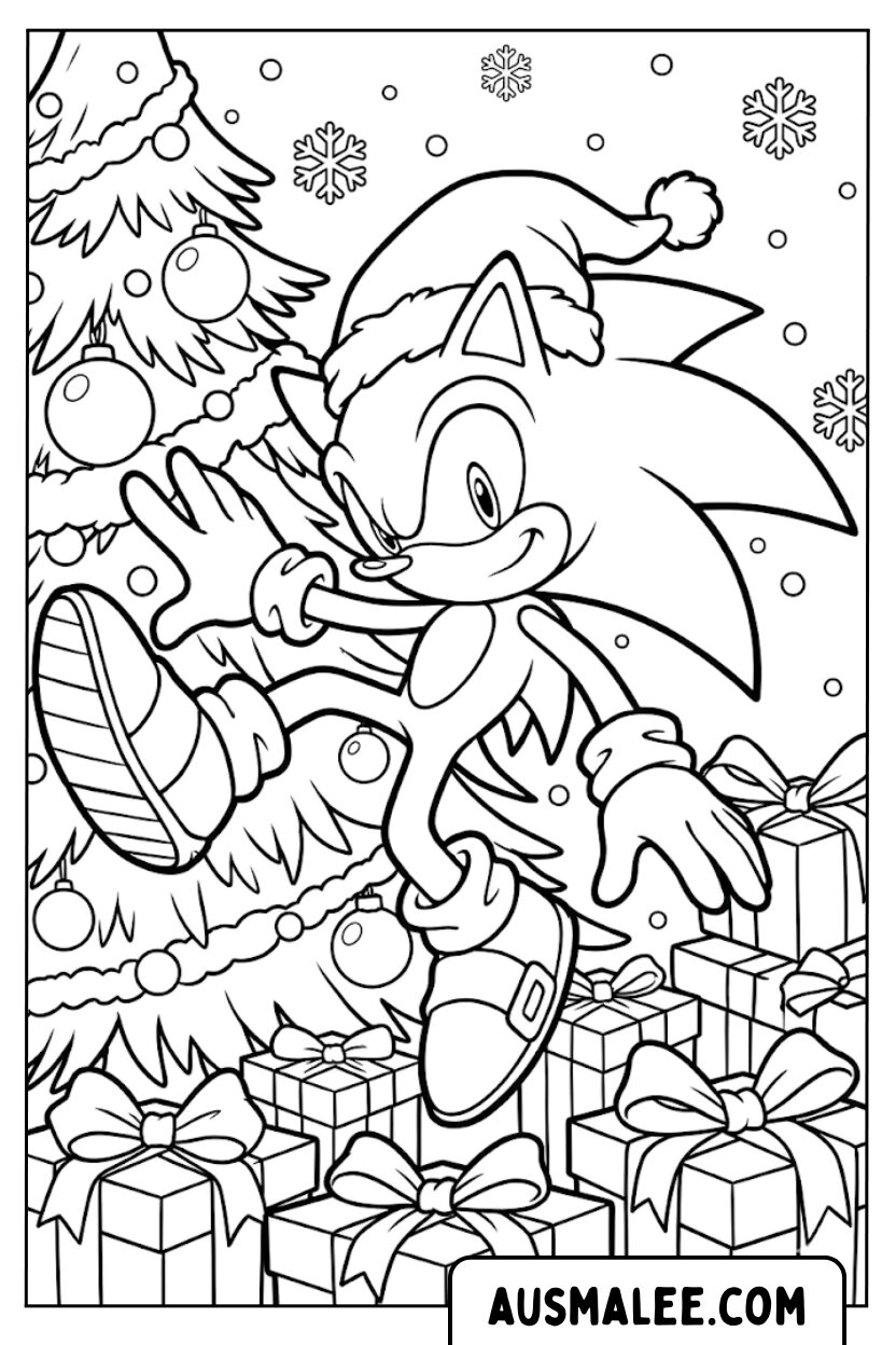 Sonic Christmas Gifts Coloring Pages